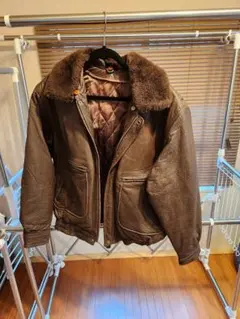 ブラウンレザージャケット ファー付き