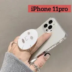 新品　iPhone 11pro クリア　ケース　フェイスパック　グリップ　透明