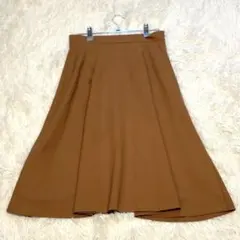 【BEAUTY NATURAL】シンプル ブラウン ミモレ丈スカート　サイズM