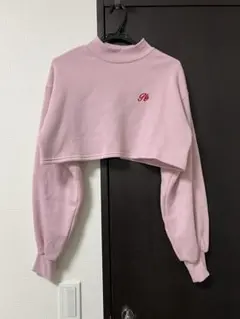 ロゴ刺繍ショート丈スウェットトップス