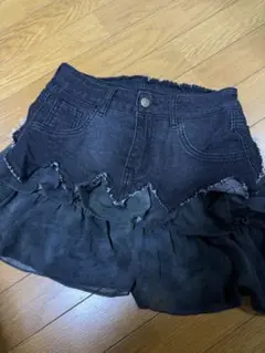 ダークグレー フリルミニスカート