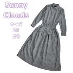 Sunny Clouds フェリシモ グレー リネン混 ストライプ ワンピース
