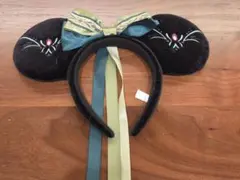 黒い耳付き　アナ　カチューシャ（リボン付き）