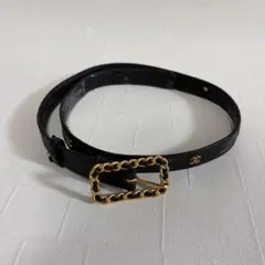 CHANEL シャネル　ブラック ベルト　ゴールド金具　ココマークのサムネイル