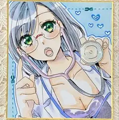 オリジナル手描きイラスト　『女医さん』　コピック　ミニ色紙　アナログ