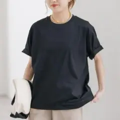 スピックアンドスパン　ファインコットンジャージーTシャツ　ブラック