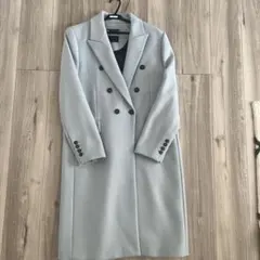 ZARA ダブルブレスト ロングコート L ライトグレー