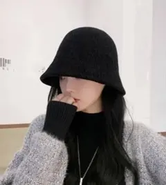 黒 バケットハット サイズ調整可能