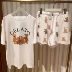 ジェラートピケ テディベア ワンポイント セットアップ