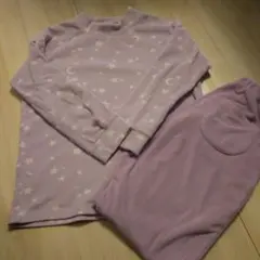 薄紫色 星と月柄 フリースパジャマ上下セット