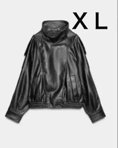 ZARA ブラックレザーライダースジャケット
