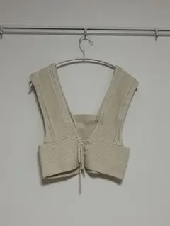 【GU】リバーシブル ニットビスチェ ベージュ