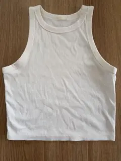 【美品！】ベージュリブ編み タンクトップ Lサイズ　GU