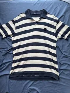FRED PERRY ネイビー/ホワイト ストライプ ポロシャツ M