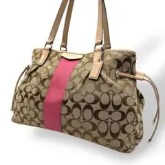 良品 626 コーチ トートバッグ A4 シグネチャー キャンバス レザー