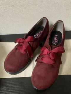 【zipper】スエード リボン❤︎厚底靴　バーガンディ　Lサイズ　可愛い❤︎脚長