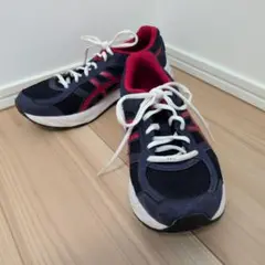 ASICS ネイビー＆レッドスニーカー レディース25cm
