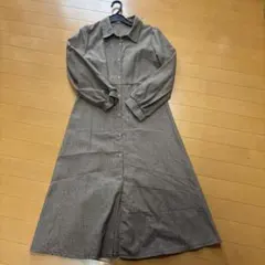 チェック柄 長袖 シャツワンピース