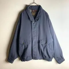 ハリントンジャケット　スイングトップ　ネイビー　裏地柄　レトロボタン　古着