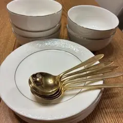 たち吉　Adam＆Eve 洋食器セット　 ボウル５個 皿５枚 スプーン５本のサムネイル