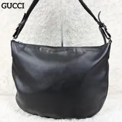 【美品】GUCCI グッチ オールレザー ワンショルダーバッグ ブラックのサムネイル