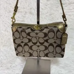 COACH アクセサリーポーチ シグネチャー ターンロック ブラウン 11057
