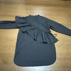 マルチway ブラック バンドカラーシャツ つけ襟 ラッフルカラー付き