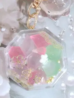 琥珀糖　さくらもちカラー　めんだこ　チャーム　キーホルダー