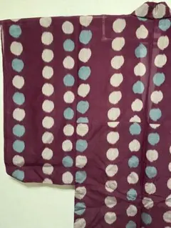 紫　水玉模様　夏銘仙　単　着物　大正ロマン