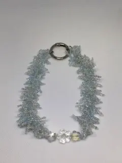 携帯ストラップ　アクセサリー　薄ブルー×クリア