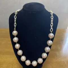 ハンドメイド　大きなコットンパールのネックレス