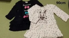 ハッシュアッシュ ワンピース ２枚セット ９０cm 黒 ピンク