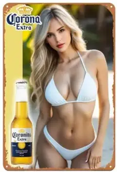 美女　ビール　レトロ調メタルサイン　ブリキ看板　インテリア雑貨　金属飾り物