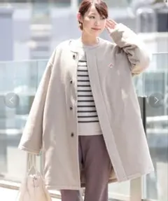 DANTON × Ray BEAMS別注 モッサノーカラーダウンコートグレージュ