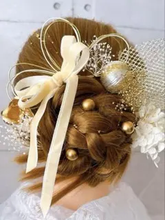 髪飾り✩︎⡱結婚式　成人式　卒業式　前撮り ヘアアレンジセット ドライフラワー