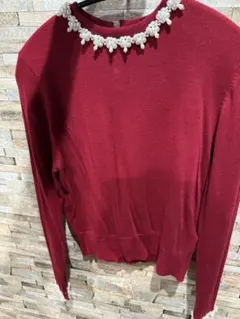 ワインレッド ニット