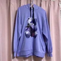 長袖。パーカー。紫。パープル。熊。