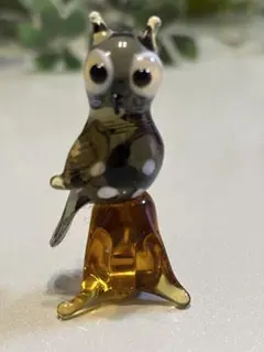 ガラス製 フクロウ 置物 ミニチュア
