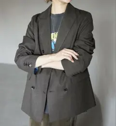 SLOBE IENAスローブ イエナウール混ダブルブレストジャケット