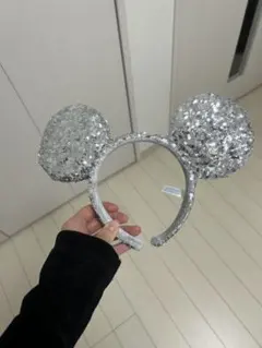 ミッキーマウス耳型カチューシャ シルバー