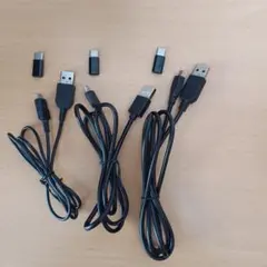 USB-A→Micro USBケーブル 3本 、USB-C 変換アダプタ3個