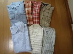 中古、メンズＳサイズ７枚セット、長袖半袖シャツ、色々チェックシャツ、まとめて大量