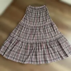 ナノユニバース　赤チェックロングスカート