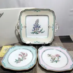 ノリタケ☆B/Bプレート☆耳つき☆未使用品☆ハナツムギシリーズ☆藤☆廃盤品☆☆ ノリタケ☆B/Bプレート☆耳つき☆未使用品☆ハナツムギシリーズ