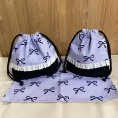 入園準備　ハンドメイド　お弁当袋　コップ袋　ランチョンマット　リボン　フリル
