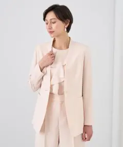 未使用品　ANAYI アナイ　ホワイトライトスラブクルー ジャケット　ノーカラー 未使用品 ANAYI アナイ ホワイトライトスラブクルー ジャケット ノー