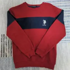 140-150 U.S. POLO ASSN キッズロゴ入りトレーナー赤