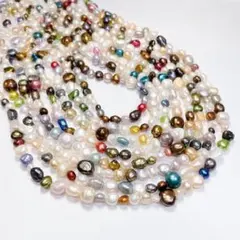 116 淡水パール バロック ミックス カラーパール 本真珠 白 カラフル1連