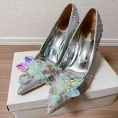 【極美品✨】ハイヒールパンプス ビジュー 結婚式 ブライダル シンデレラ ドレス