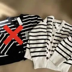 ジーユー GU ミドルゲージクルーネックカーディガン L ボーダー